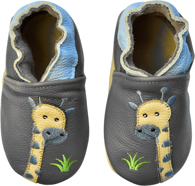 Rose et Chocolat ClassicZ Giraffe Grey Leather Slippers, Soft Suede Sole