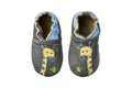 Rose et Chocolat ClassicZ Giraffe Grey Leather Slippers, Soft Suede Sole