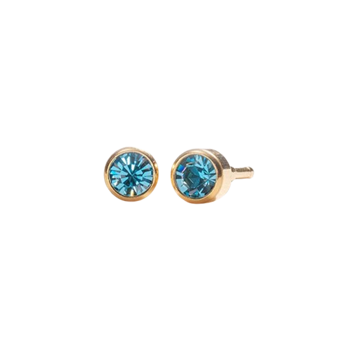 Caress No1 Original March Birthstone Earrings Aquamarine Gold-Plated Single Pack
