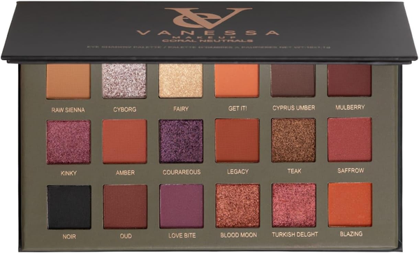 Vanessa Makeup Coral Neutrals Eyeshadow Palette Blendable Natural Shades
