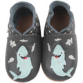 Rose et Chocolat ClassicZ Hungry Shark Grey Leather Baby Slippers, 0-6 Months