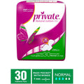 Private Maxi Pocket Normal Pads Cotton-Feel Cover Wings 30 Count