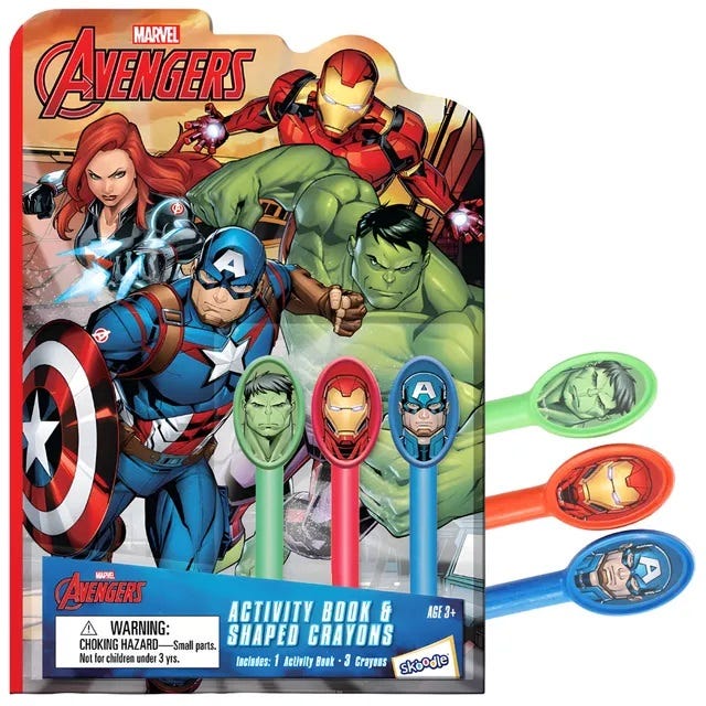 Marvel Avengers Activity Book Shaped Crayons Art Kit, 3+