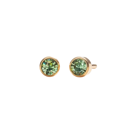 Caress No1 Original August Birthstone Earrings Simulated Peridot Gold-Plated Stainless Steel, Single Pack