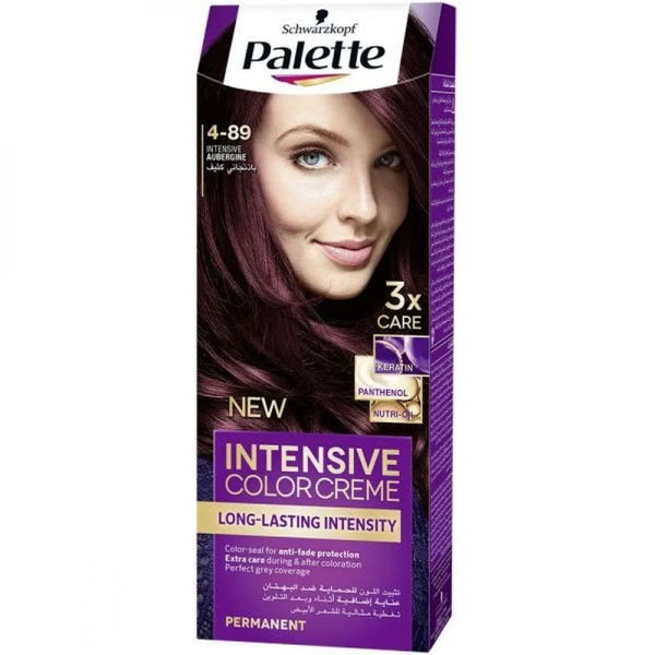 Palette Intensive Color Creme Hair Color Permanent Aubergine 4-89 Keratin Panthenol Nutri-Oil