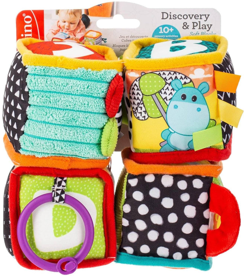 Infantino Discovery & Play Soft Activity Block, Textures, Sounds and Bright Colors, 6 Months+