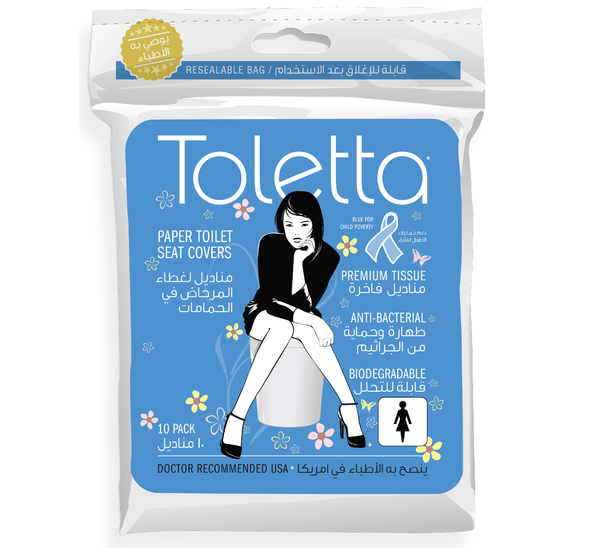Toletta Blue 10 Toilet Seat Covers, 10 Pieces