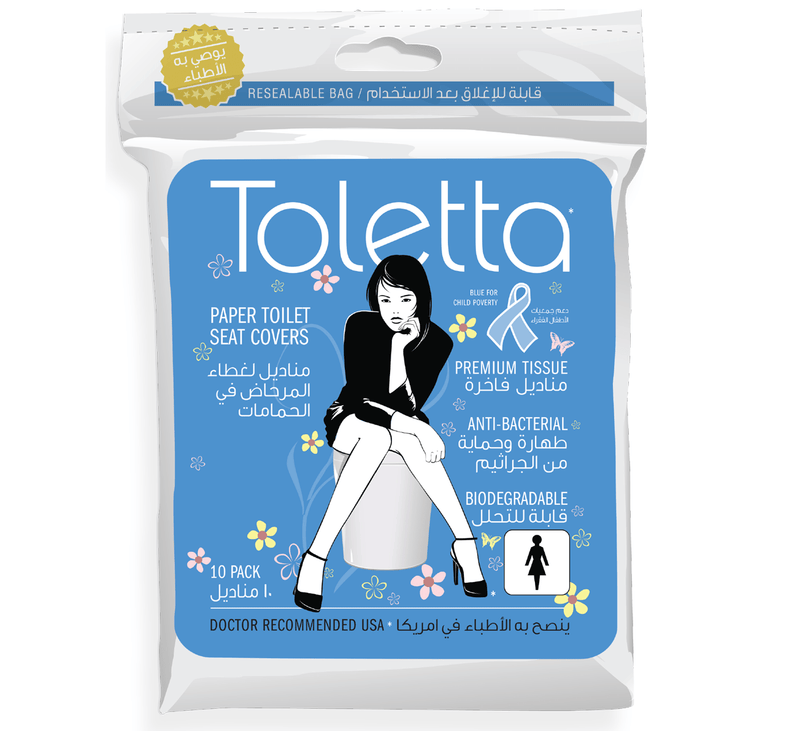 Toletta Blue 10 Toilet Seat Covers, 10 Pieces