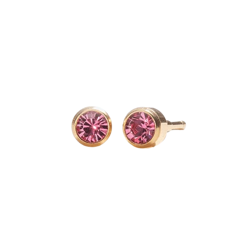 Caress No1 Original October Rose Simulated Stone Gold-Plated Medical Stainless Steel Earrings, Single Pack