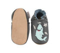 Rose et Chocolat ClassicZ Hungry Shark Grey Leather Soft-Sole Slippers Boys 2-3 Years