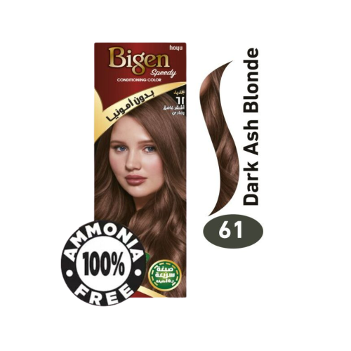 Bigen Ammonia-Free Hair Dye Dark Ash Blonde 61 Color Cream and Fixing Cream 80g