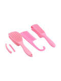 Hair System Pink Hairbrush Set, Detangling Brush, Wide-Tooth Comb and Curl Defining Brush, 3 Pieces