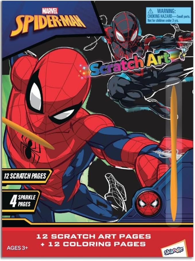 Marvel Spider-Man Scratch Art Activity Book Kit with Scratch Tool