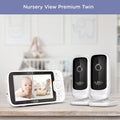 Hubble Nursery View Premium Twin Video Baby Monitor, 5-Inch Split-Screen LCD, Two Cameras