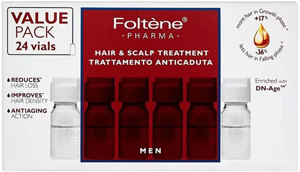 Foltene Hair and Scalp Treatment for Men, Liquid Ampoules, 24 Vials