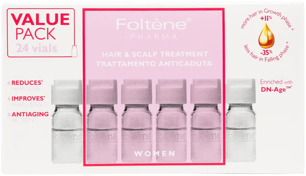 Foltene Hair and Scalp Treatment for Women Liquid Ampoules with Tricalgoxyl and DN-Age, 24 Count