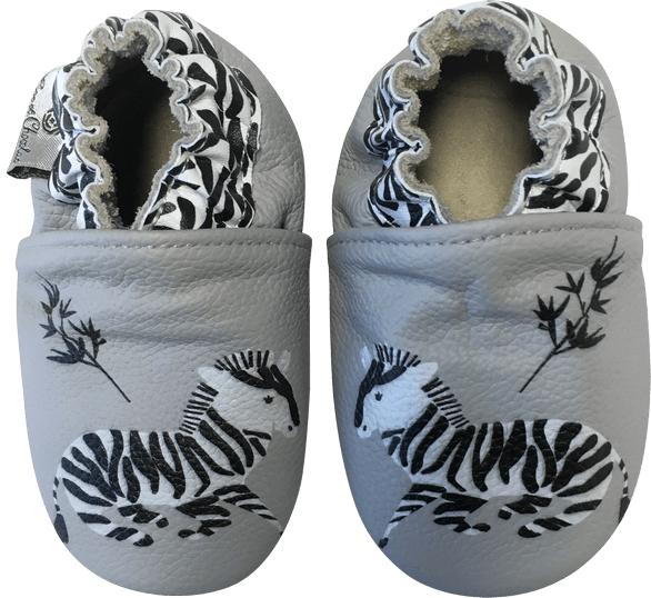 Rose et Chocolat ClassicZ Leather Slippers Zebra Grey