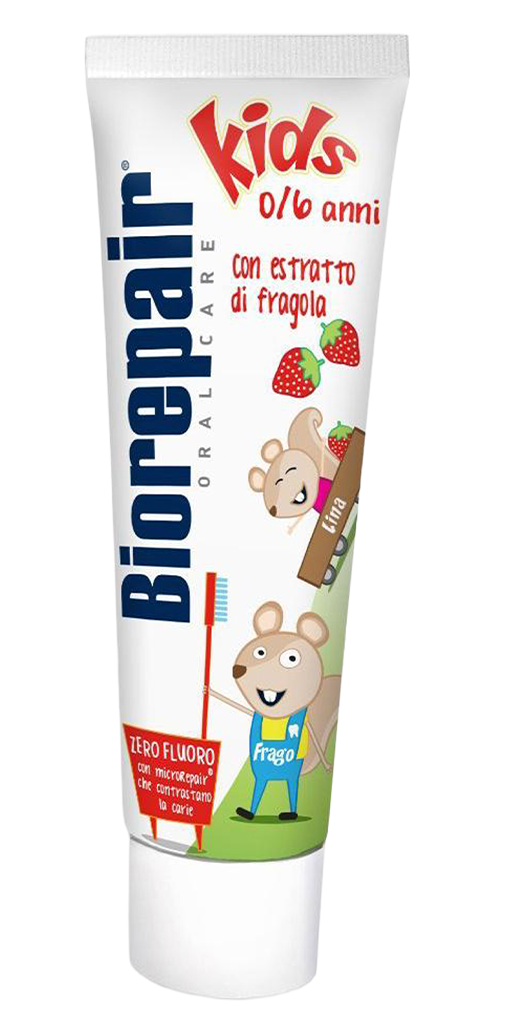 Biorepair Kids Toothpaste 0-6 Strawberry Flavour Fluoride-Free 50ml