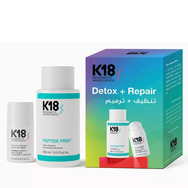 K18 Detox Repair Kit Shampoo and Hair Mask Salicylic Acid Charcoal 250ml + 15ml