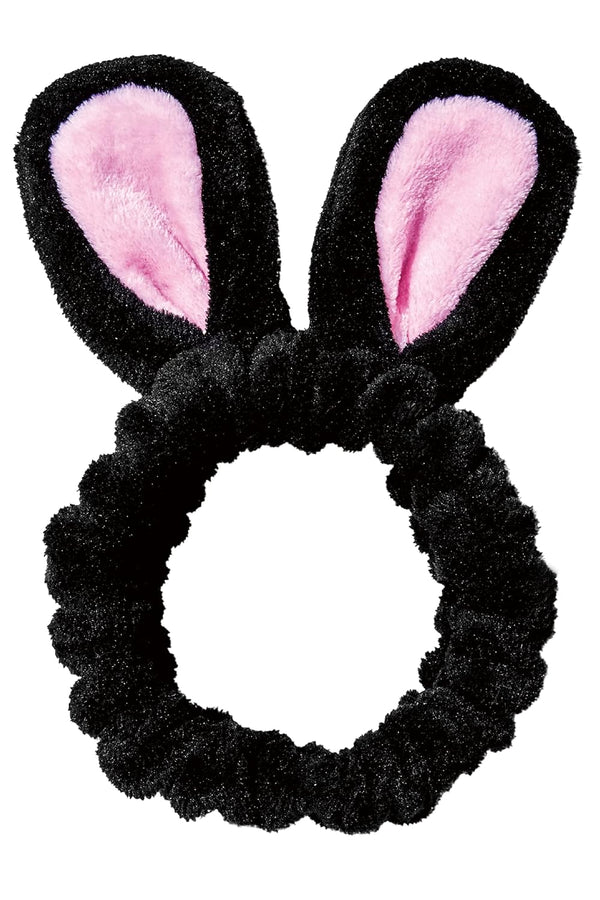 Chasin Rabbits Facial Spa Headband Microfiber Elastic Black Rabbit