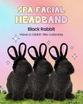 Chasin Rabbits Facial Spa Headband Microfiber Elastic Black Rabbit