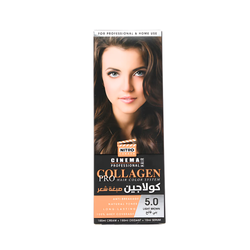 NITRO CANADA Collagen Hair Dye 5.0 Light Brown with Developer and Serum 260ml