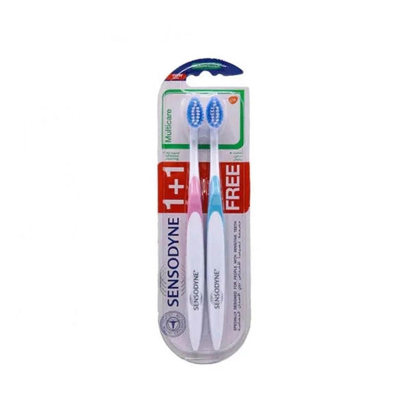 Sensodyne Multicare Toothbrush Medium-Soft Bristles Comfortable Grip 2 Pack