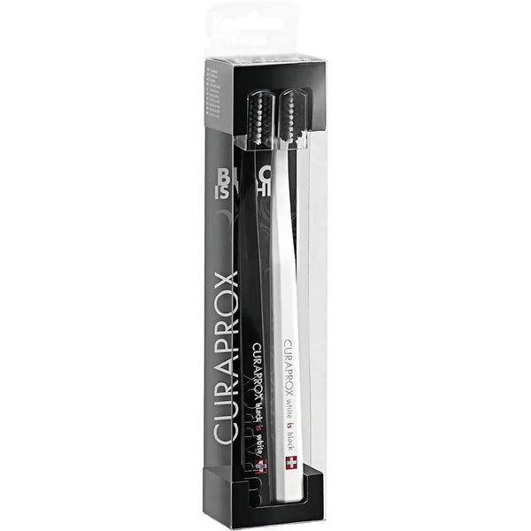 Curaprox Black Is White Toothbrush Duo Pack, Ultrasoft Curen Filaments, Black and White