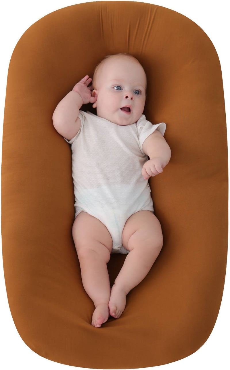 Moon Baby Lounger, Plush Brown Resting and Tummy Time Support, 85 x 45 cm, 0 to 3 Months