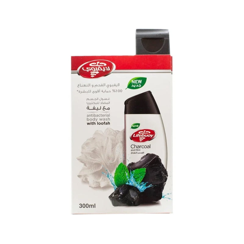 Lifebuoy Charcoal & Mint Body Wash with Loofah, 12 Bottles