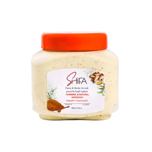 Shifa Turmeric and Natural Granule Facial Scrub for Gentle Exfoliation, 300ml