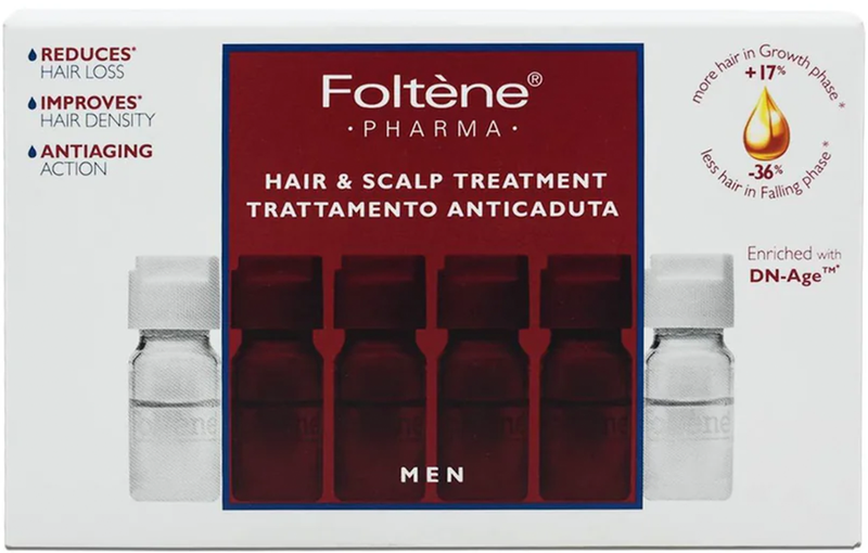 Foltene Men Hair and Scalp Treatment Liquid Ampoules with Tricosaccaride and DN-Age 12 Ampoules