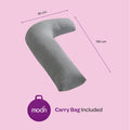 Moon Organic L-Shaped Maternity Pillow Light Grey, Washable Cover