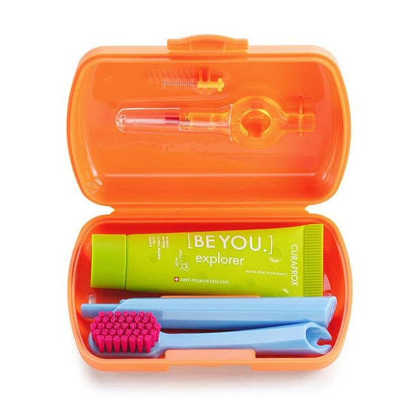 Curaprox Oral Care Essential Travel Set Toothbrush Toothpaste Interdental Brushes Green