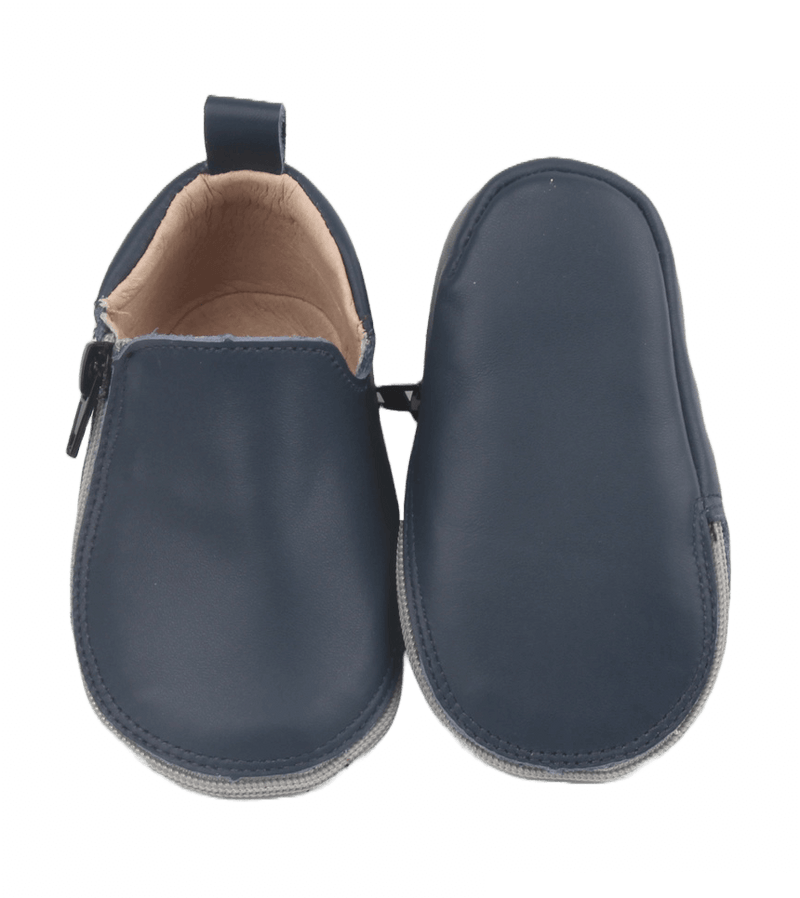 Rose et Chocolat RCZS 02 Zipper Baby Shoes Rubber Soles Navy Size 22-23, 12-18 Months