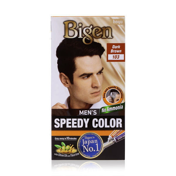Bigen Men's Hair Color Dark Brown 103 Ammonia-Free Formula 30-Minute Application
