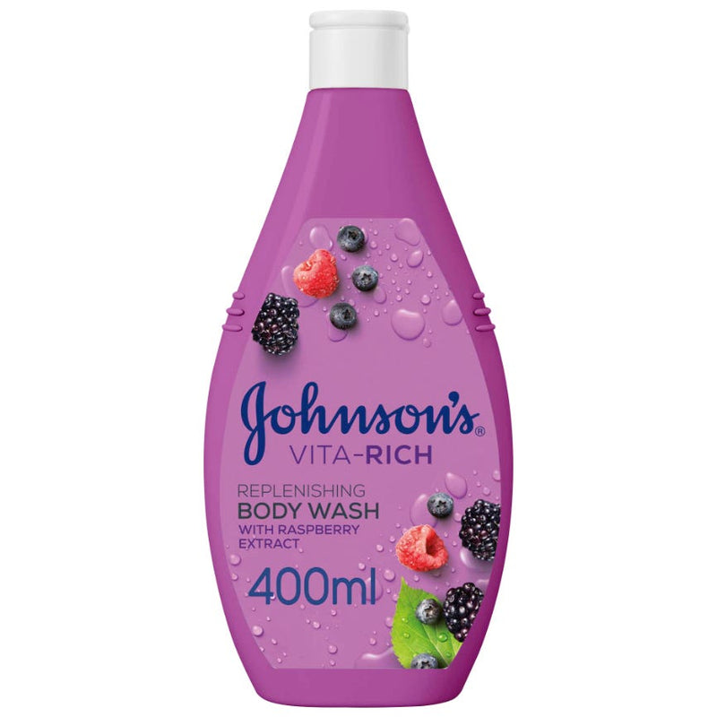 Johnson's Vita-Rich Replenishing Body Wash Cream Formula Raspberry Extract 400ml