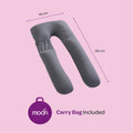 Moon Organic U-Shaped Maternity Pillow Detachable Back Support Grey