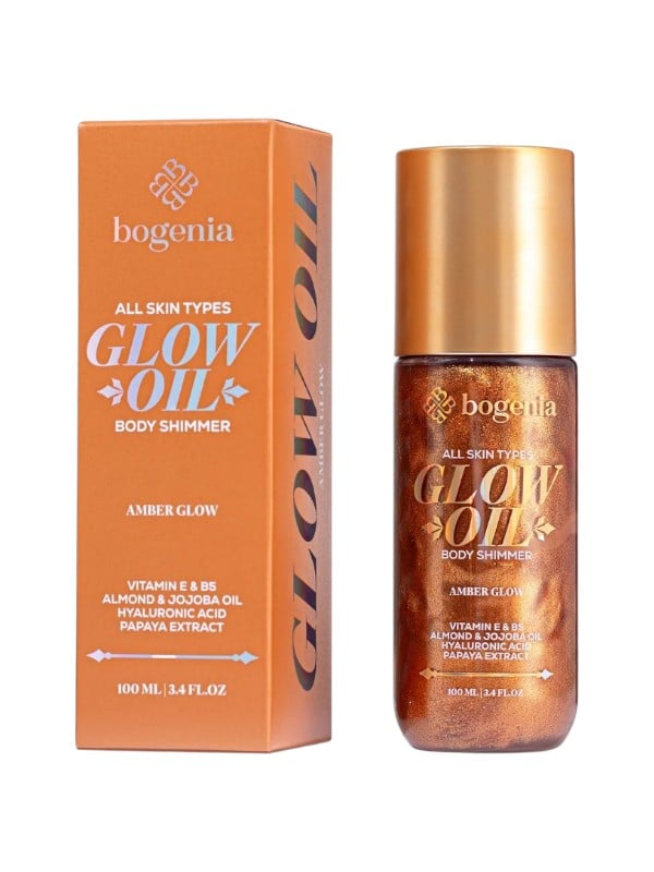 Bogenia Amber Glow Body Shimmer Oil Lightweight Bronze Radiance 100ml