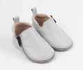 Rose et Chocolat Rczs 03 Baby Zipper Shoes Leather Rubber Soles Grey Size 22-23, 12-18 Months