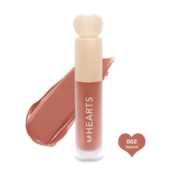 Hearts Matte Liquid Lipstick Creamy Rich Pigment Natural 002