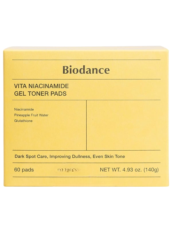 Biodance Vita Niacinamide Gel Toner Pads, Pre-Soaked Facial Toner, 60 Pieces