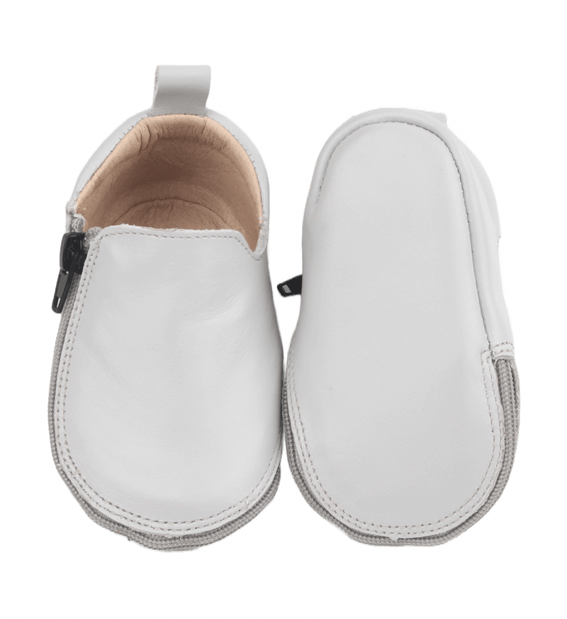 Rose et Chocolat RCZS 03 Baby Zipper Shoes Leather Rubber Soles Grey, Size 24-25