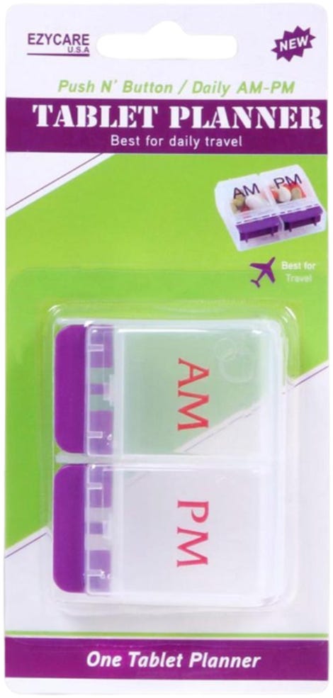 Ezy Care Push N Button Daily AM/PM Medication Organizer