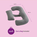 Moon Organic Multi-Position Maternity Pillow with Detachable Back Support, Grey