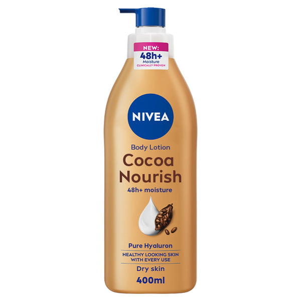 NIVEA Cocoa Nourish Body Lotion Creamy Formula Hyaluron Cocoa Butter Vitamin E 400ml
