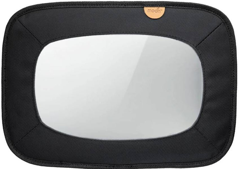 Moon Baby Back Seat Mirror, Wide-Angle Convex, 360-Degree Adjustable, Black Twill