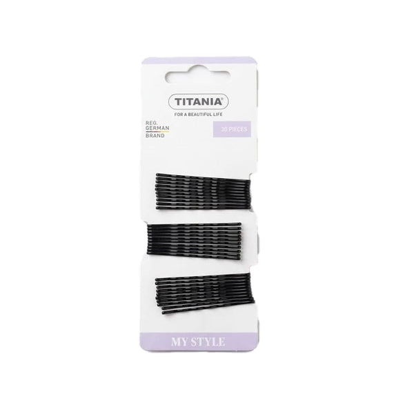 Titania Black Hair Pins Strong Hold Covered Tips 30 Pieces