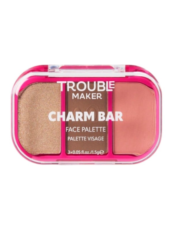Troublemaker Charm Bar Trio Face Palette Matte Blush Bronzer Highlighter Good Luck 1.5g