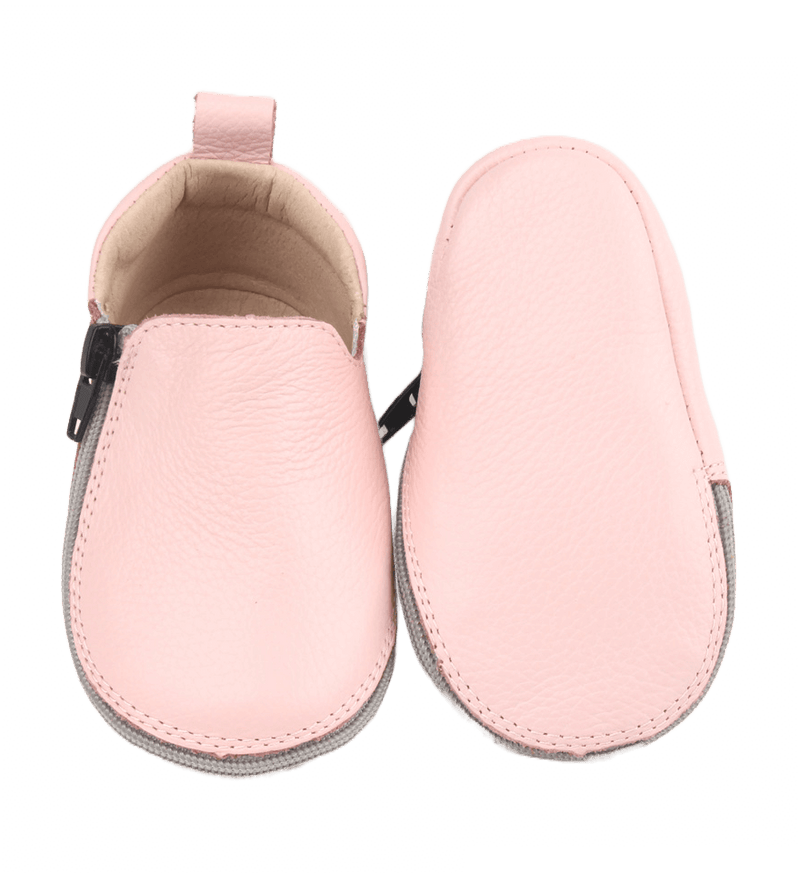 Rose et Chocolat Baby Zipper Shoes Soft Sole Pink